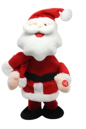 Dansende Kerstman pop - 30 cm - pluche/kunststof - kerstdecoratie Lage Kosten