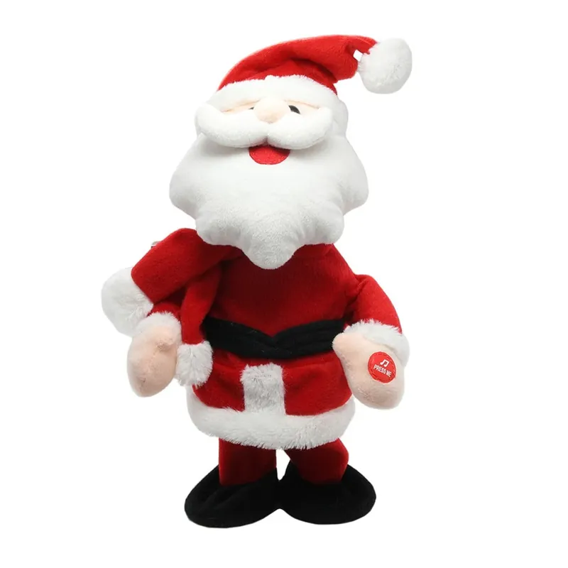 Dansende Kerstman pop - 30 cm - pluche/kunststof - kerstdecoratie Lage Kosten