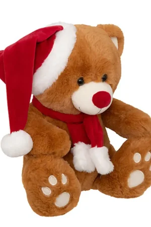 Kerstbeer knuffel - pluche - met kerstmuts - 34 cm - cadeau Nieuw