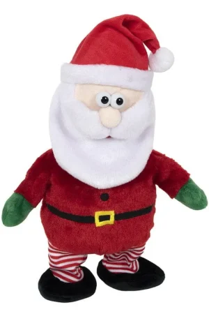 Kerstman knuffel pop-figuur - pluche - 30 cm - muziek Op = Op