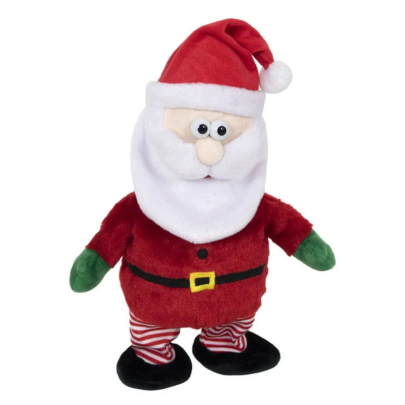 Kerstman knuffel pop-figuur - pluche - 30 cm - muziek Op = Op