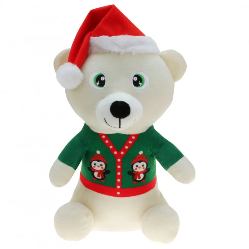 Alleen Vandaag Pluche witte beer knuffel - 30 cm - kerstknuffel