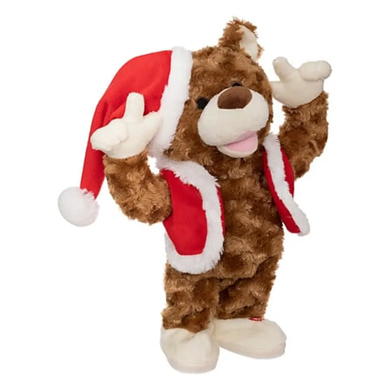 Op = Op Dansende beer kerstpop - 28 cm - muziek - kerstknuffel