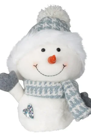 Pluche sneeuwpop decoratie - blauw - 27 cm Gecertificeerd