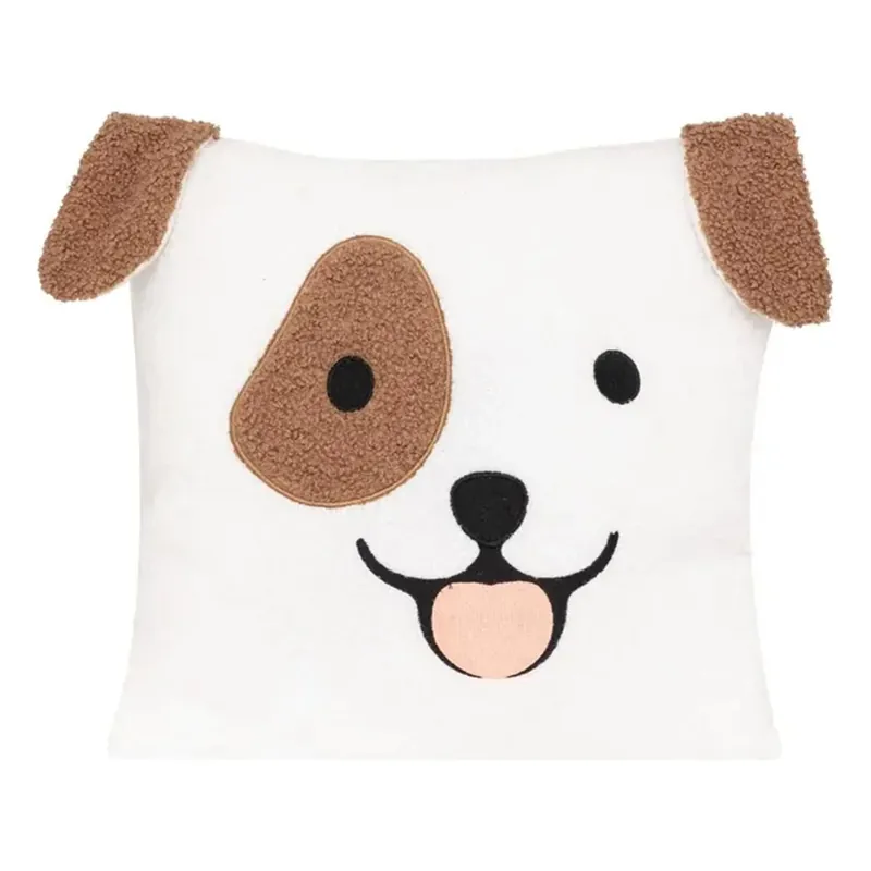 Dieren sierkussen kinderkamer - Hondje - bruin/wit - 40 x 40 cm - polyester Uitverkoop