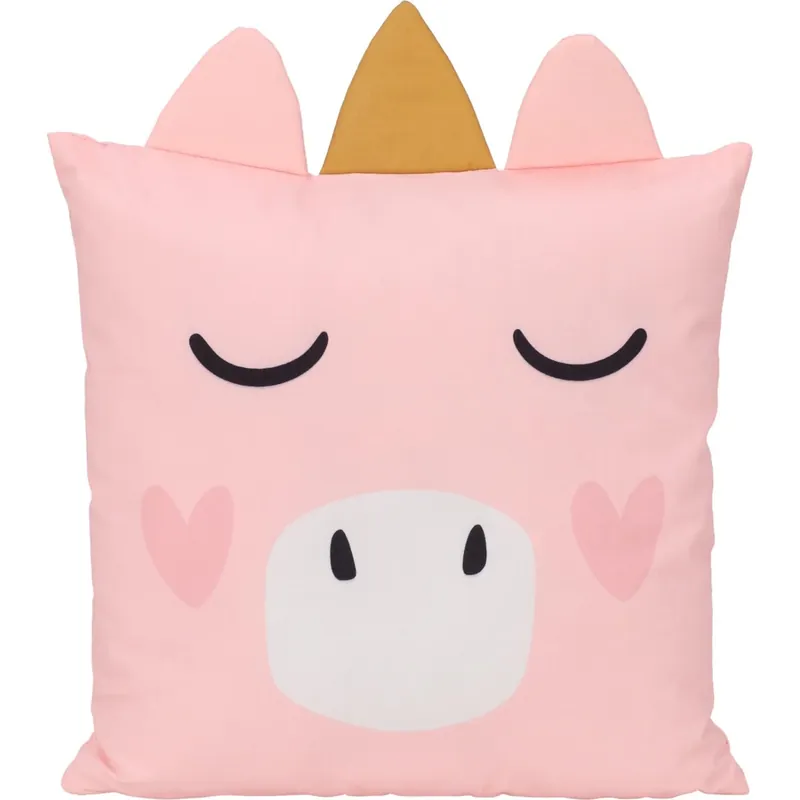 Lage Kosten Dieren sierkussen voor kinderkamer - Varken - roze - 40 x 40 cm - polyester