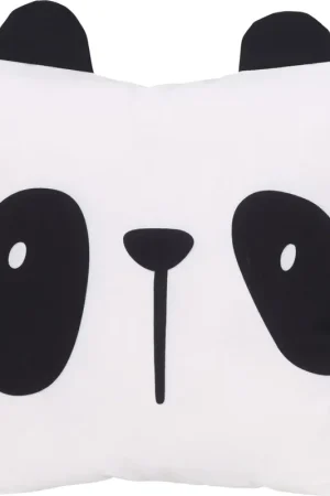 Dieren sierkussen voor kinderkamer - Panda - wit/zwart - 40 x 40 cm - polyester Premium