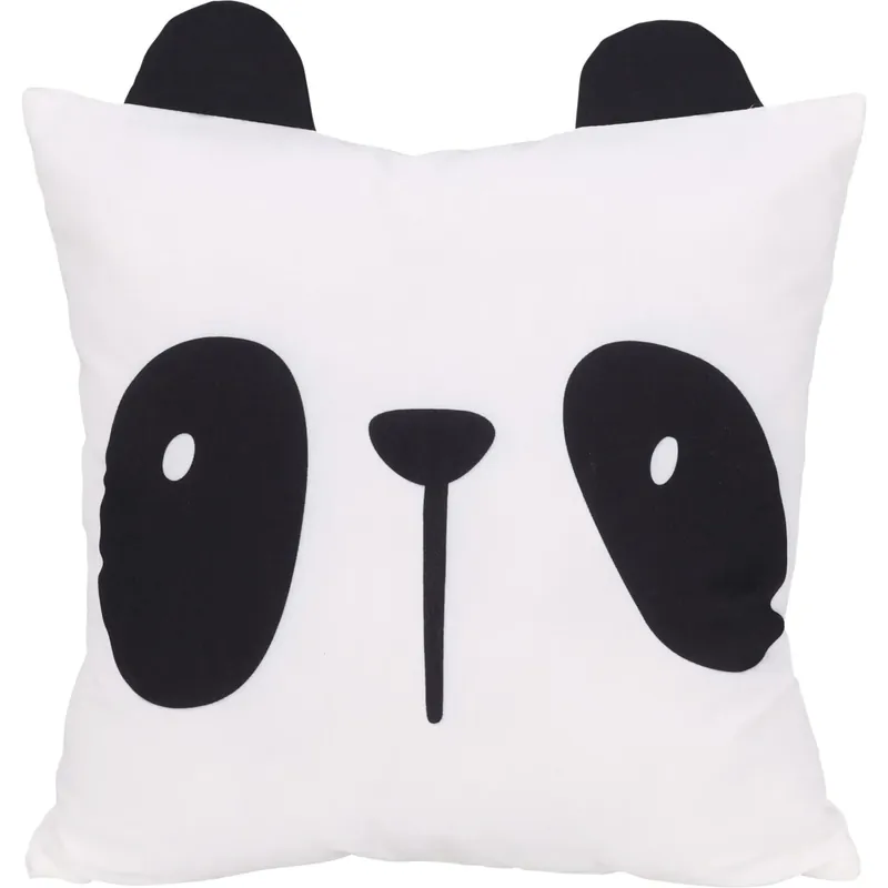 Dieren sierkussen voor kinderkamer - Panda - wit/zwart - 40 x 40 cm - polyester Premium