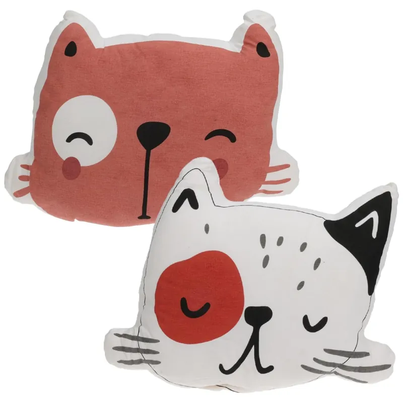 Dieren sierkussen set - 2x - Kat / poes - kinderkamer - 35 x 40 cm - polyester Betrouwbaar