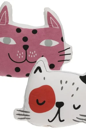 Dieren sierkussen set - 2x - Kat / poes - kinderkamer - 35 x 40 cm - polyester Exclusieve Aanbieding