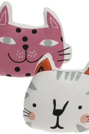 Betaalbaar Dieren sierkussen set - 2x - Kat / poes - kinderkamer - 35 x 40 cm - polyester