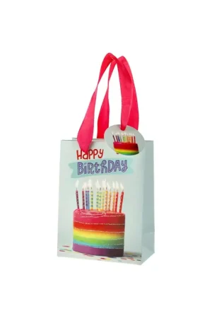 Happy Birthday Cadeautasjes - papier 11x14x6 cm - Taartprint Gereduceerde Prijs