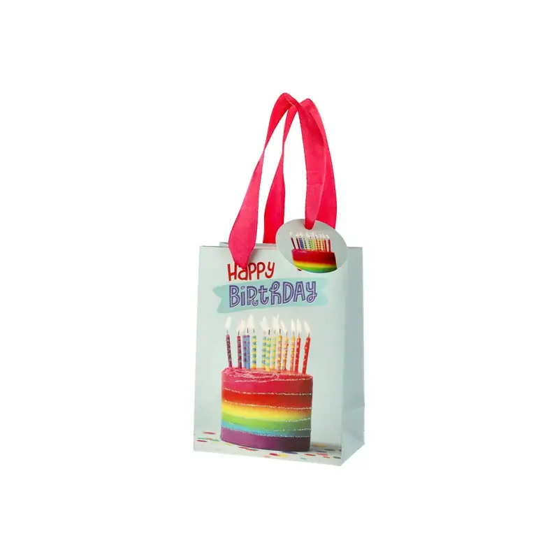 Happy Birthday Cadeautasjes - papier 11x14x6 cm - Taartprint Gereduceerde Prijs