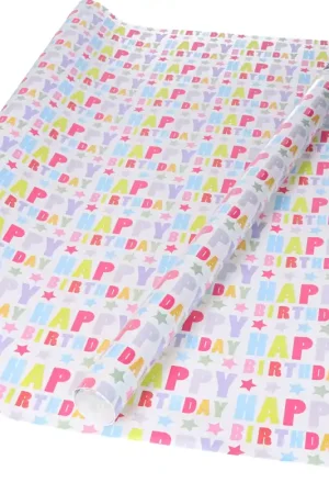 Bellatio Decorations Verjaardag Cadeaupapier - Happy Birthday - 200x70 cm Direct Beschikbaar