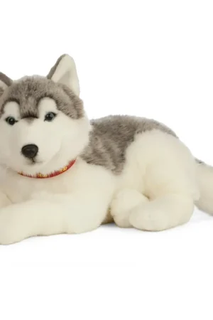 Express Levering Living Nature husky knuffel - pluche - 60 cm - grijs/wit