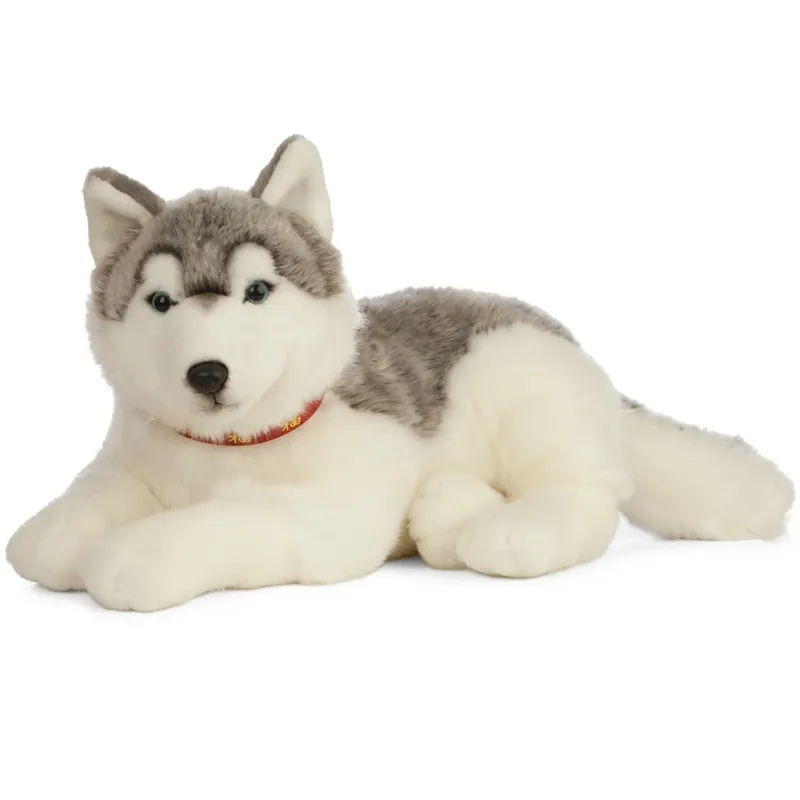Express Levering Living Nature husky knuffel - pluche - 60 cm - grijs/wit