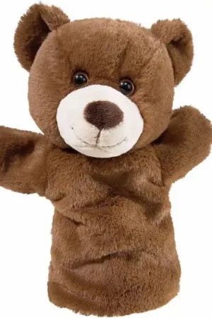 Gratis Retour Pluche handpop bruine beer - 25 cm - poppenkast - knuffel