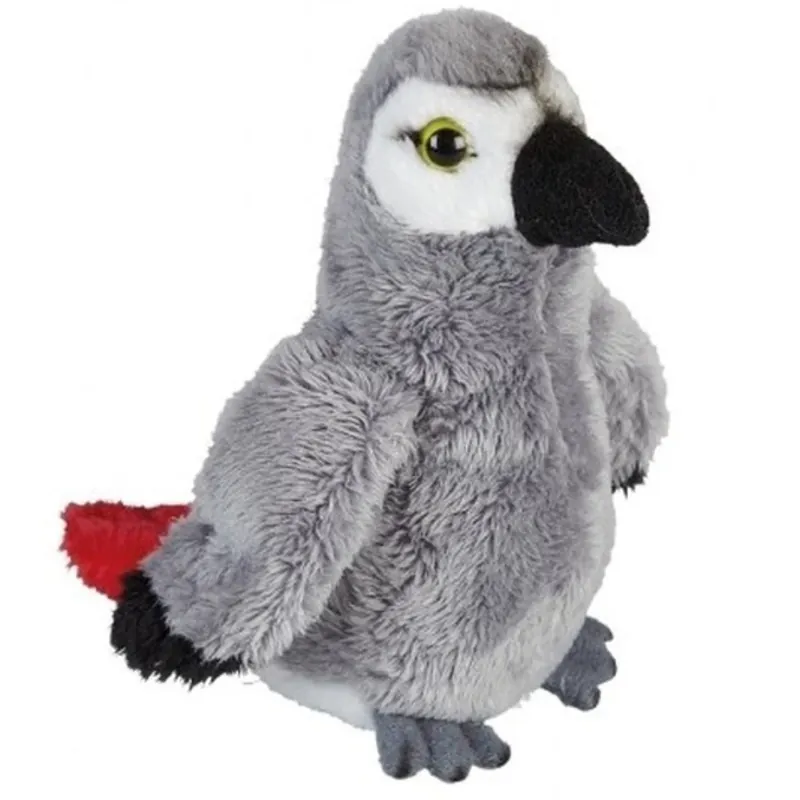 Grijze roodstaartpapegaai knuffel - pluche - 15 cm - vogel Tijdelijk Beschikbaar