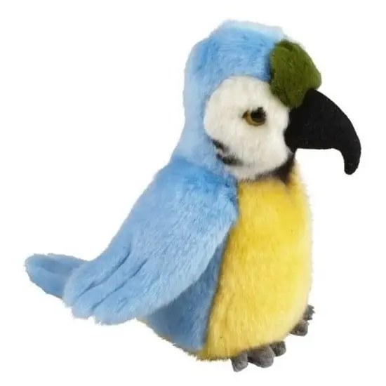 Blauw/gele ara knuffel - pluche - 18 cm - papegaai Alleen Vandaag