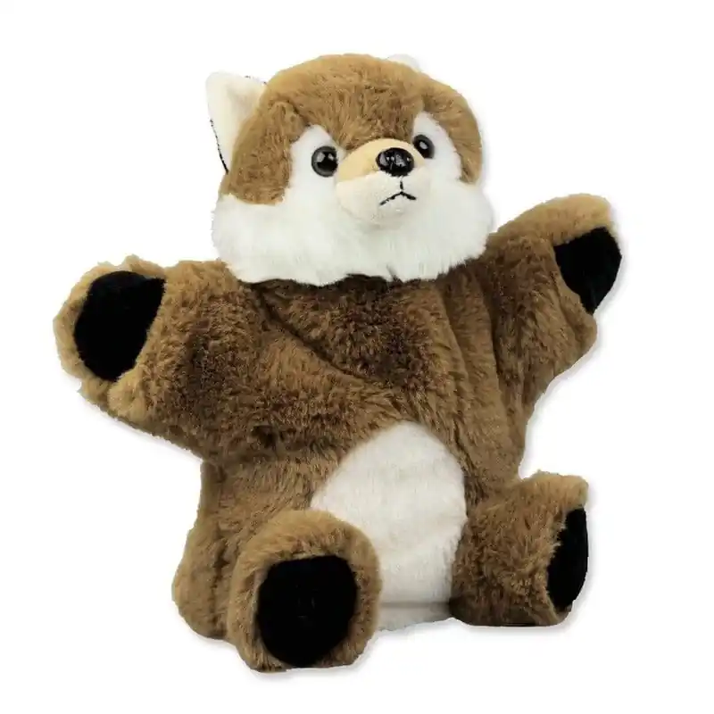 Pluche vos handpop - knuffel - 22 cm - bruin Aanbieding