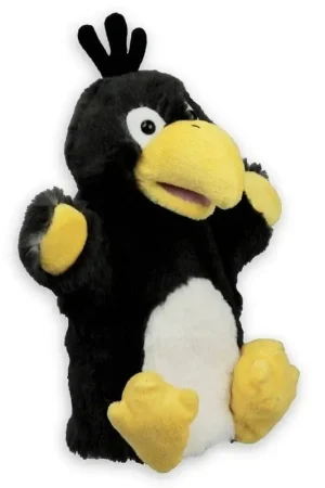 Beperkt Aanbod Raaf/kraai handpop knuffel - pluche - 20 cm - poppenkast