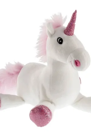 Pluche eenhoorn knuffel - wit/roze - 38 cm - speelgoed Korting