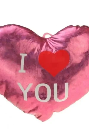 Koop Online Sierkussen hart - roze - 14 cm - glanzend - I Love You