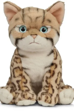 Living Nature Bengaalse kat knuffel - pluche - lichtbruin - 16 cm Beperkt Aanbod