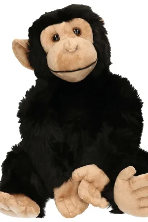 Chimpansee knuffel - pluche - zwart - 50 cm - aap Alleen Vandaag