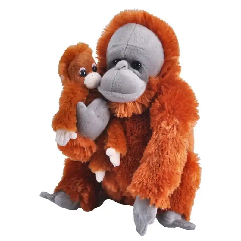 Orang oetan knuffel met baby - pluche - 38 cm - aap Fabrieksprijs