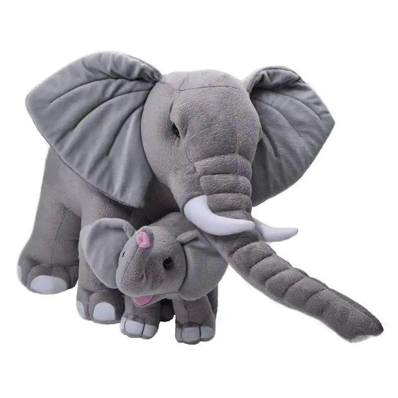 Flitsaanbieding Pluche olifant met kalfje - grijs - 76 cm - knuffel