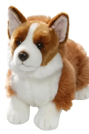 Gereduceerde Prijs CarlDick Corgi knuffel - pluche - bruin/wit - 35 cm - hondenknuffel