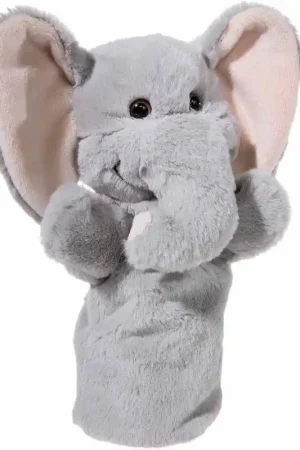 Pluche grijze olifant handpop - knuffel - 25 cm - speelgoed Koop Online
