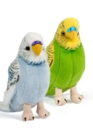 Finale Uitverkoop Set van 2 pluche grasparkiet knuffels - 14 cm - vogels