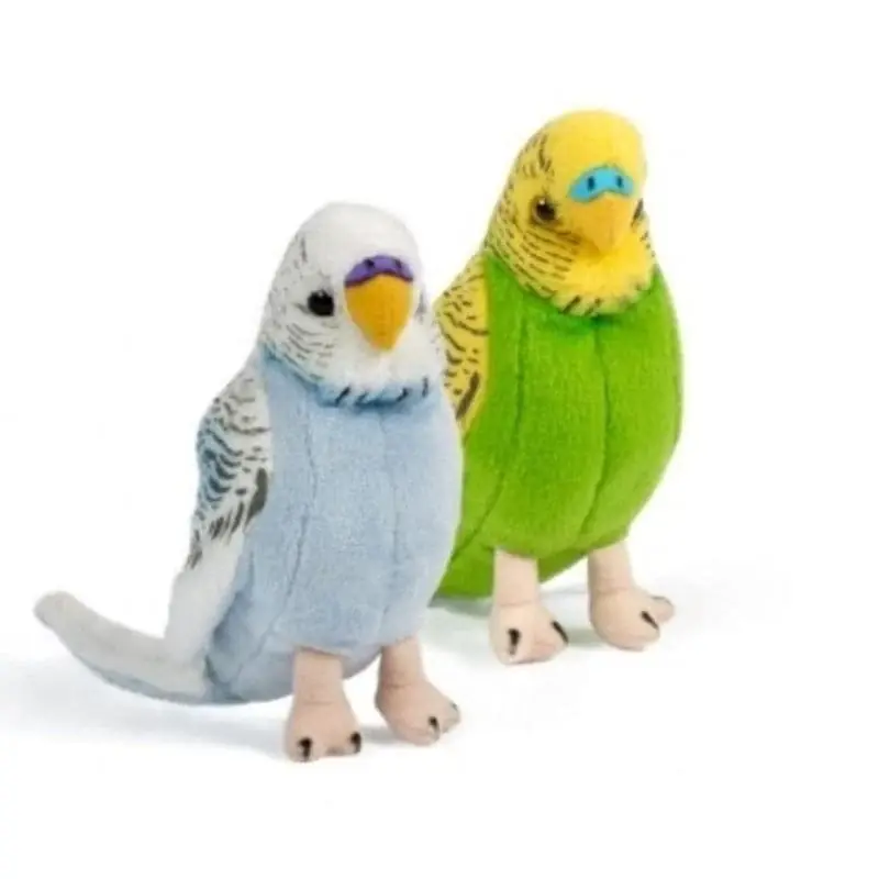 Finale Uitverkoop Set van 2 pluche grasparkiet knuffels - 14 cm - vogels