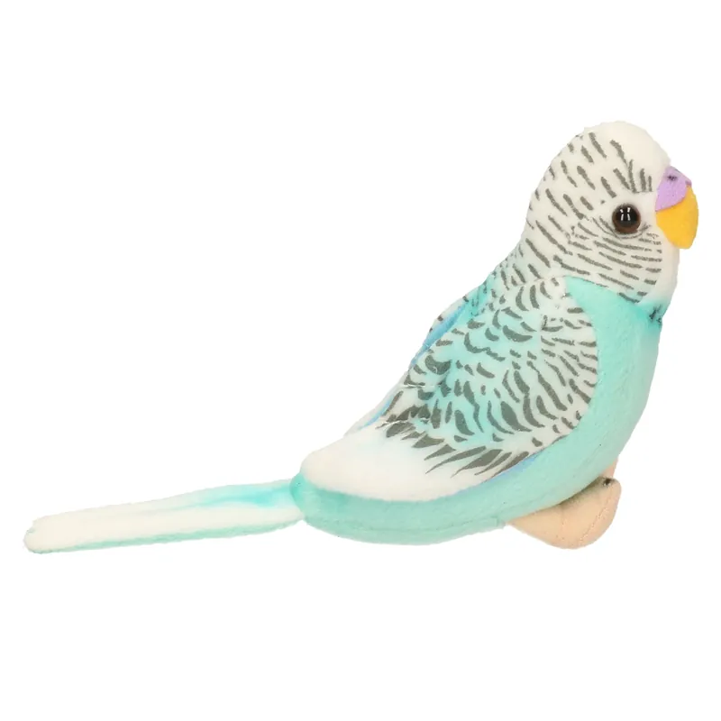 Living Nature grasparkiet knuffel - blauw - met geluid - 14 cm Alleen Vandaag