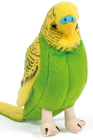 Living Nature grasparkiet knuffel - pluche - groen - 14 cm - vogel Betrouwbaar