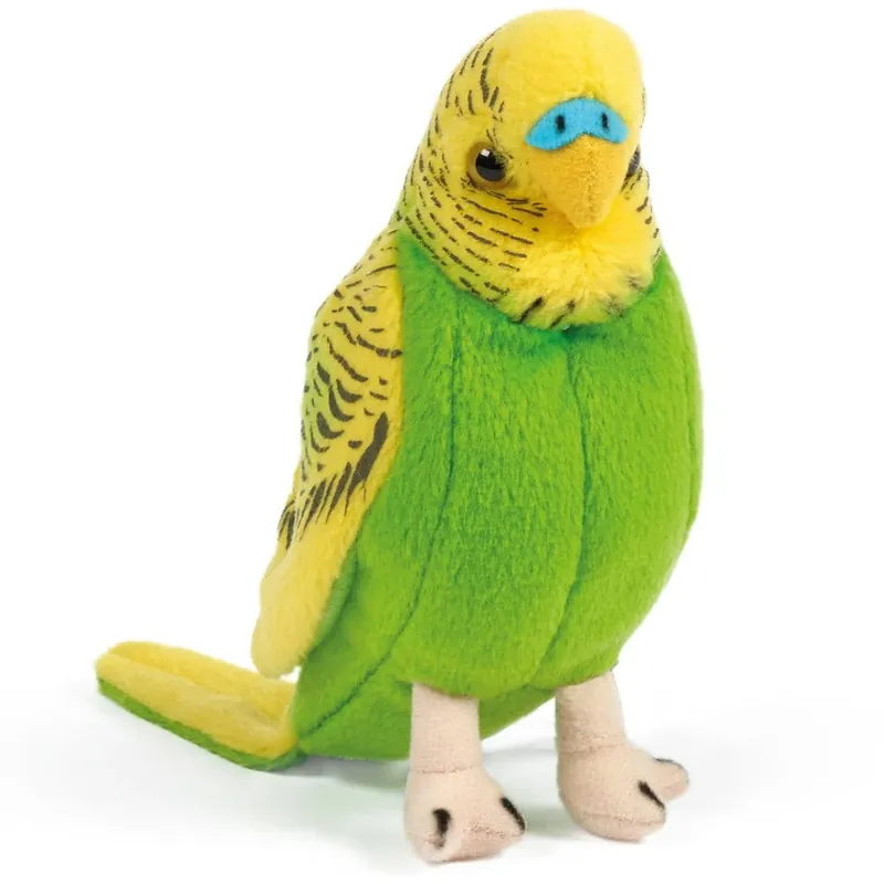 Living Nature grasparkiet knuffel - pluche - groen - 14 cm - vogel Betrouwbaar