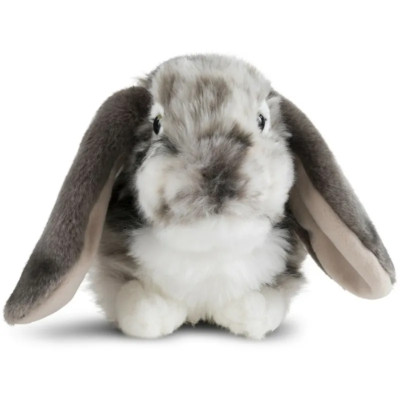 Grijs/wit konijn knuffel - pluche - 30 cm - hangoor Direct Beschikbaar
