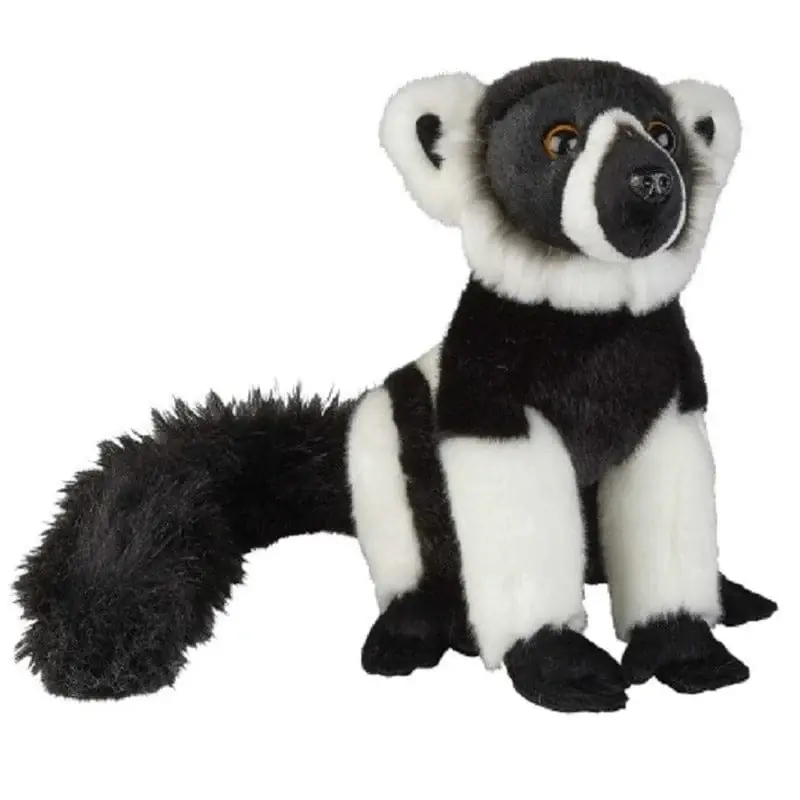 Vari/maki aap knuffel - pluche - zwart/wit - 28 cm Lage Prijs