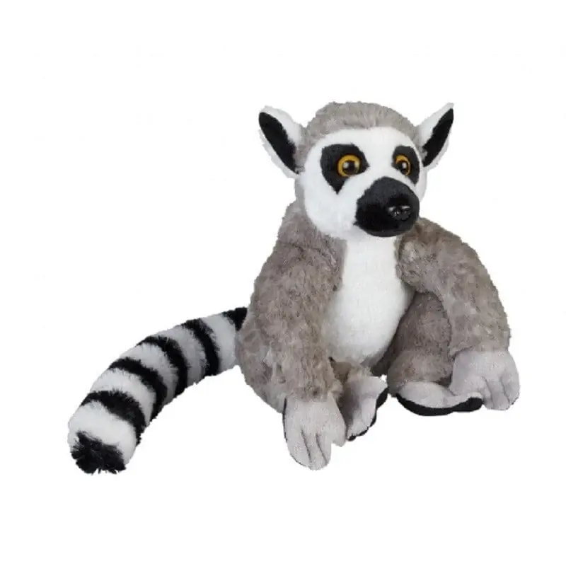 Ravensden ringstaart maki knuffel - pluche - 30 cm - grijs/zwart Gratis Retour