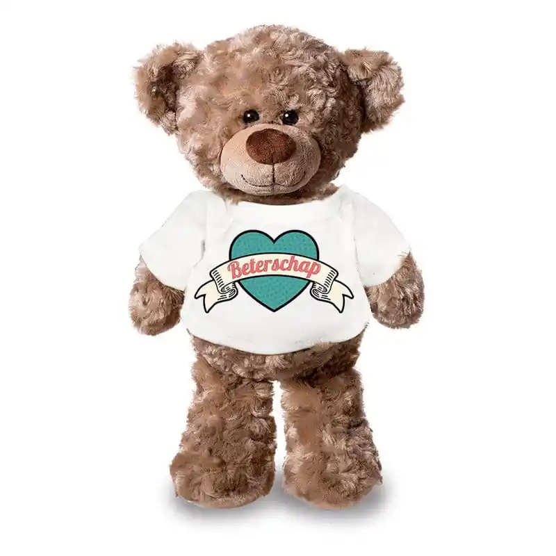 Knuffel teddybeer - pluche - 24 cm - beterschap shirt Favoriet