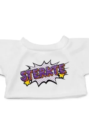 Clothies knuffelkleding - pop art sterkte t-shirt - wit - M Lage Kosten