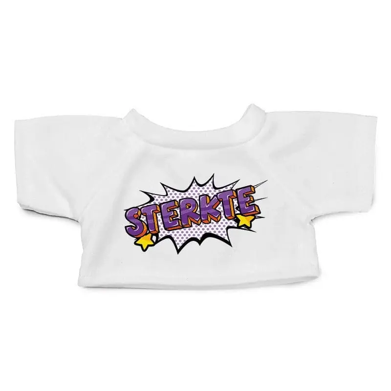 Clothies knuffelkleding - pop art sterkte t-shirt - wit - M Lage Kosten