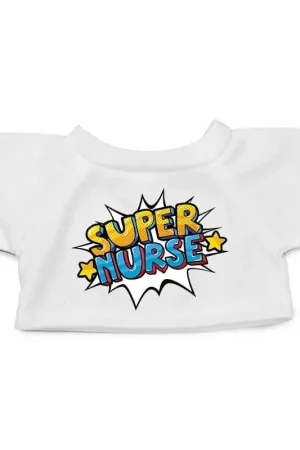 Beperkte Voorraad Knuffelkleding pop art - Super nurse - T-shirt wit - M