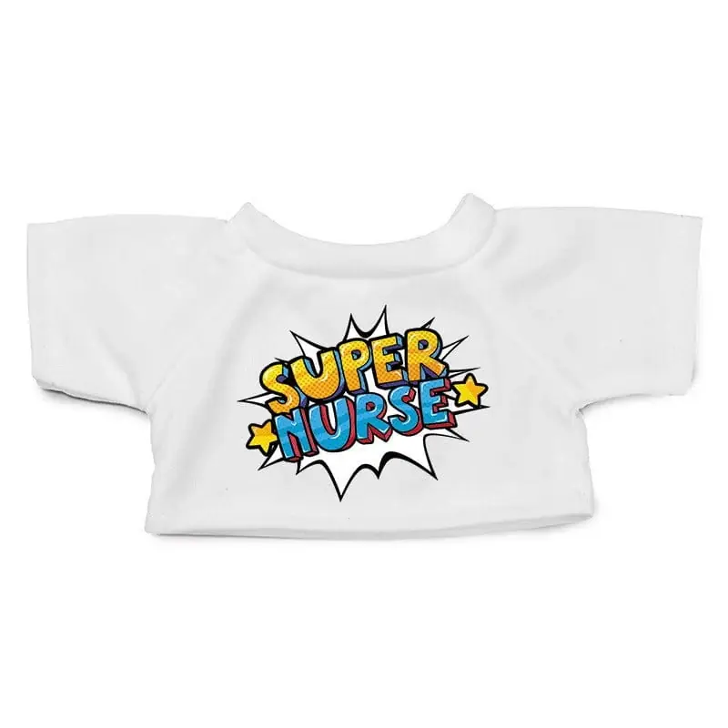Beperkte Voorraad Knuffelkleding pop art - Super nurse - T-shirt wit - M