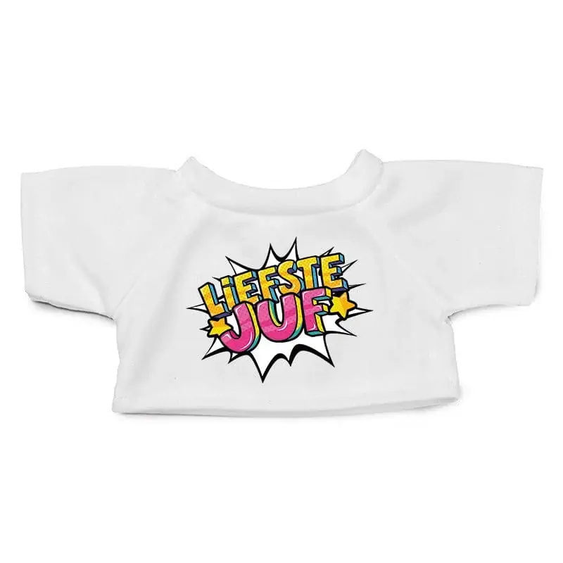 Knuffelkleding pop art - liefste juf - wit - maat M Meest Verkocht