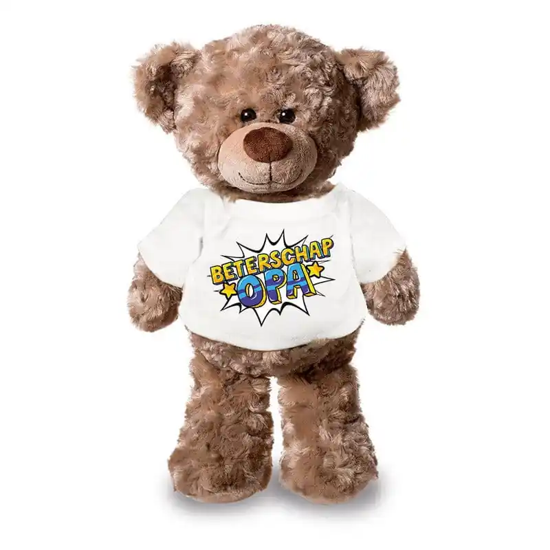 Korting Beterschap opa teddybeer - pluche - 24 cm - met shirt