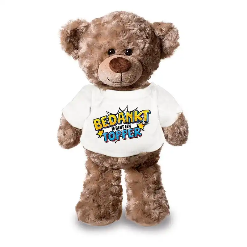 Laatste Kans Knuffel teddybeer - bedankt topper - pluche - 24 cm - shirt