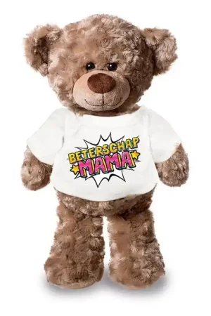 Beterschap mama knuffelbeer - pluche - 24 cm - shirt Weekendaanbieding